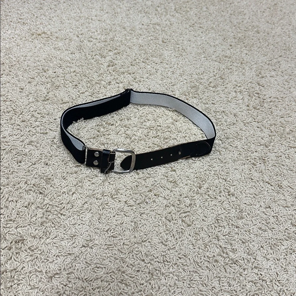 Black Adjustable baseball Belt with Silver Buckle